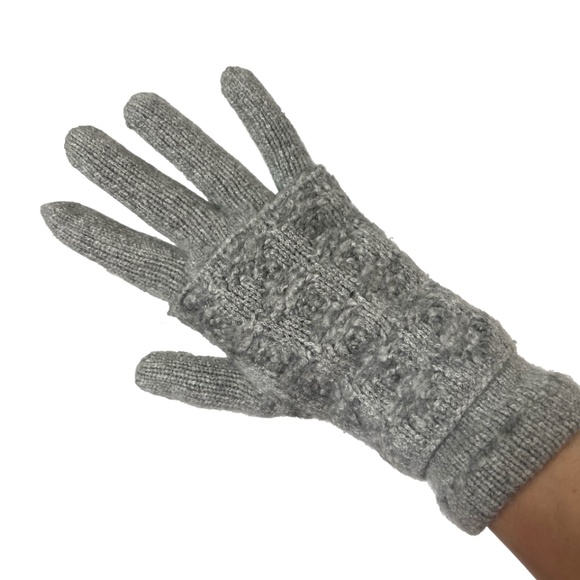 Chanel Gray 3 in 1 Fingerless & Finger Cashmere Silk Knit Tweed Gloves - Picture 8 of 12